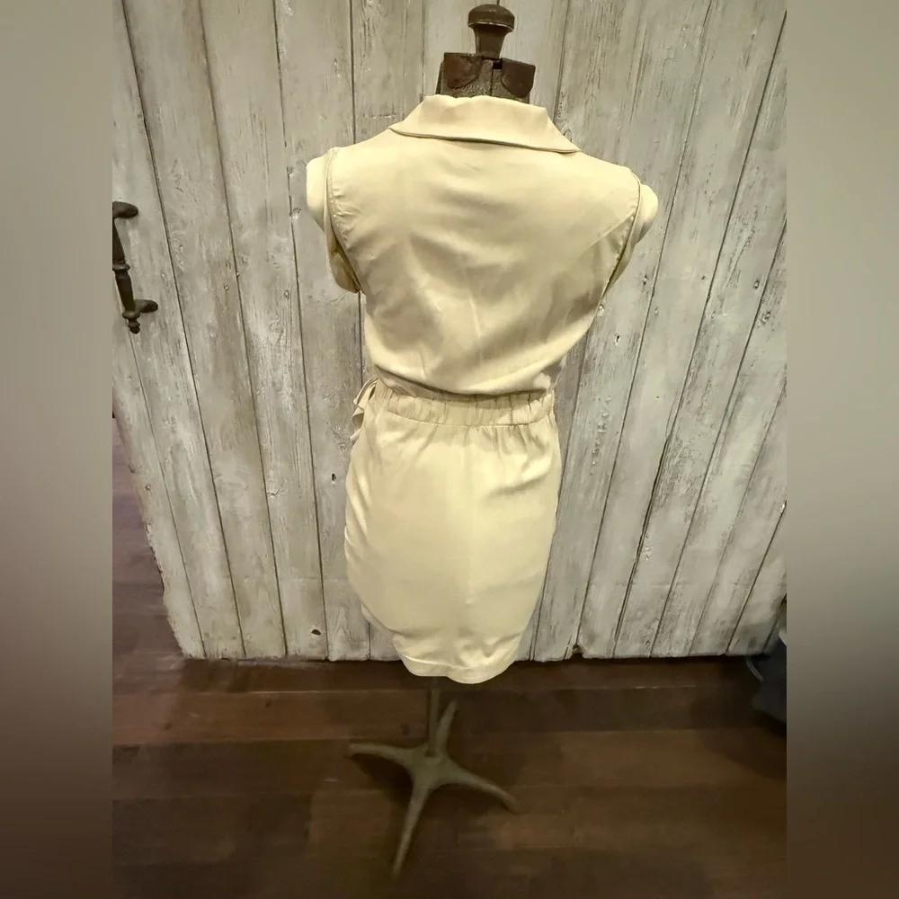 Chic Cream Sleeveless Wrap Dress - Picture 9 of 10
